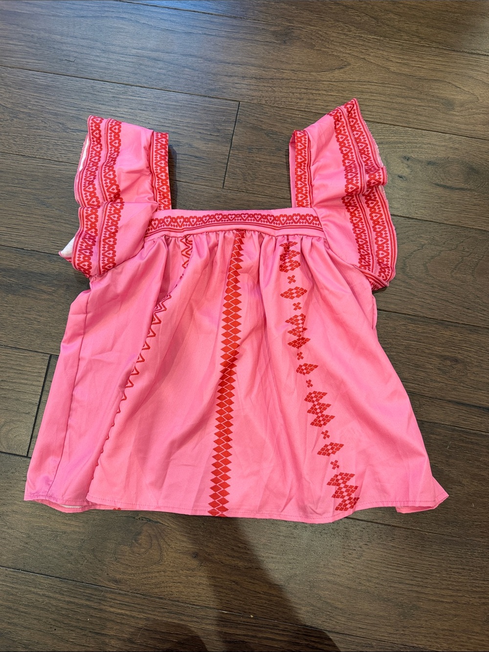 SHEIN Pink Tank Top with Red Print Detail Size 11 Year - C72-035